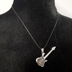 Classic Guitar Adjustable Black Rope Necklace